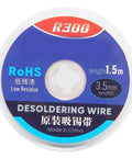 Blue spool of desoldering wire, 1.5m length, 3.5mm width, with R300 label, low residue, made in China, Copper Desoldering Wick Half Meter For Electronics