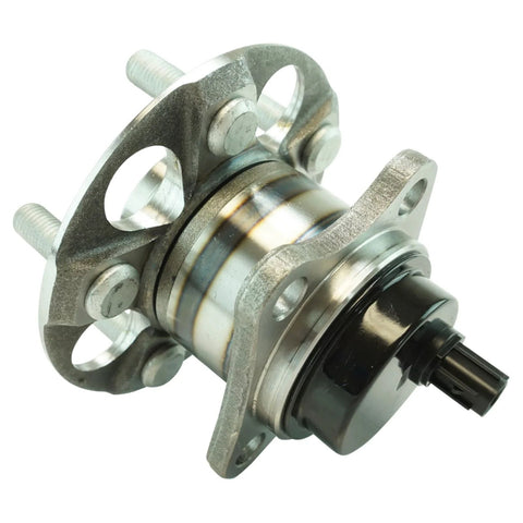 Rear Wheel Bearing And Hub Assembly For Toyota Prius 2010 2015 And Prius Plug In 2012 2015 Direct Fit Replacement For A Smooth Ride And Easy Install No Fuss, showing metal assembly.