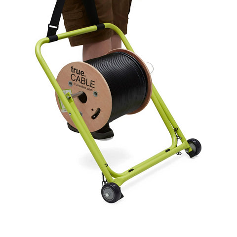 Industrial Wire And Cable Caddy With Wheels And Pull Strap Heavy Duty Steel Dispenser For Reels Up To 20 Inch Diameter And 100 Pound Capacity