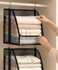 Hangable Closet Shelf Organizer With Soft Fabric Storage Bin to Safeguard Delicate Threads Tidy Dorm Rooms and Small Spaces, displaying neatly stacked towels.