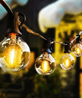 Outdoor String Lights 100Ft LED Globe Bulbs For Patio Gazebo Waterproof Shatterproof UL Listed G40 Bulbs glowing at night