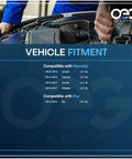 Mechanic working on car engine with fitment info for Hyundai Accent and Veloster, compatible with New 12V 90A Alternator.