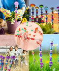 24 Pcs M4 Threaded Rods With Hex Nuts, DIY garden beaded stakes in use, colorful beads, outdoor decor, stainless steel, 300mm length