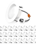 24 Pack 4 Inch LED Recessed Can Lights With Baffle Trim Damp Rated 660 Lumens 11W 60W Equivalent 3000K Warm White Dimmable