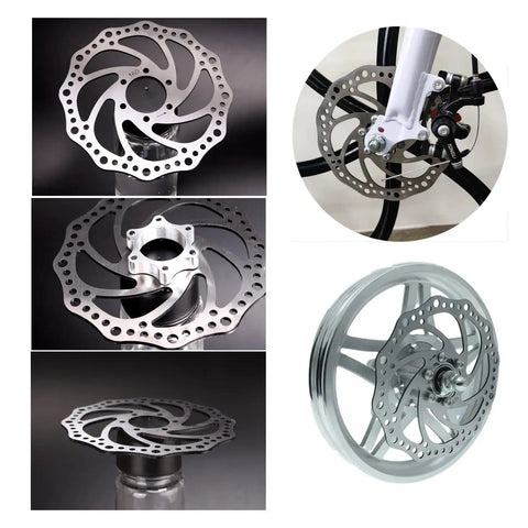 160mm Stainless Steel Bicycle Disc Brake Rotor For Mountain Bikes With Six Bolt Mount Flange Adapter Kit Threaded Hubs Easy Install Direct Replacement For Worn Out Rotors displayed from various angles