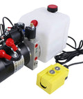 3 Quart Double Acting Hydraulic Pump 12V DC4442 For Dump Trailers And Tipper Systems Hydraulic Jacks Lift Tables Dump Bodies Leveling Equipment And Power Units with tank and remote