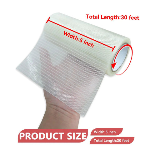 Heavy Duty Waterproof Repair Tape Kit For RV Awnings Tents Tarps Boat Covers Sail Fabric And More Reinforced Patch Tape 5 Inch Wide By 30 Feet Long in hand