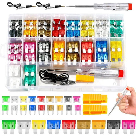 306Pcs Car Fuses Assortment Kit With Aluminum Sheet 2-35A M And S, Circuit Tester, Color Coded Transparent Case