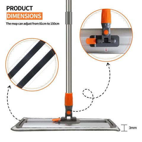 Adjustable Heavy Duty 17 Inch Microfiber Flat Mop Built Like A Tank For No Sweat Floor Care with adjustable pole feature.