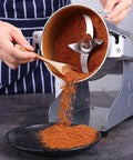 Electric Grain Mill And Spice Grinder Pulverizer for Coffee, Rice, Corn, Sesame, Soybean, 500G, even powder pouring into plate