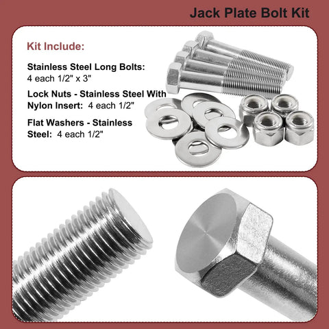 Outboard Jack Plate Bolt Kit for Smooth Rock Solid Mounting to Plate Replaces OEM BK1DP 02 1729 Heavy Duty Fasteners