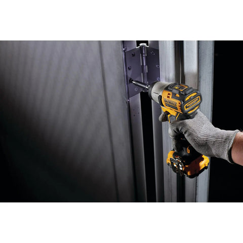 User operating the Compact 12V Max Cordless Impact Driver Kit Featuring A Brushless Build and Quarter Inch Quick Swap Chuck.