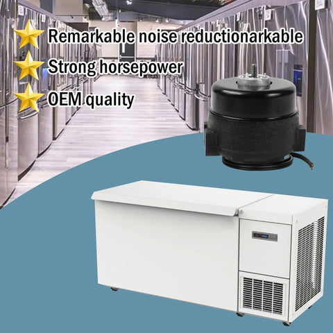 Evaporator And Condenser Fan Motor Replacement For TR And UR Refrigerators 115V 9W 1550 RPM next to industrial fridge