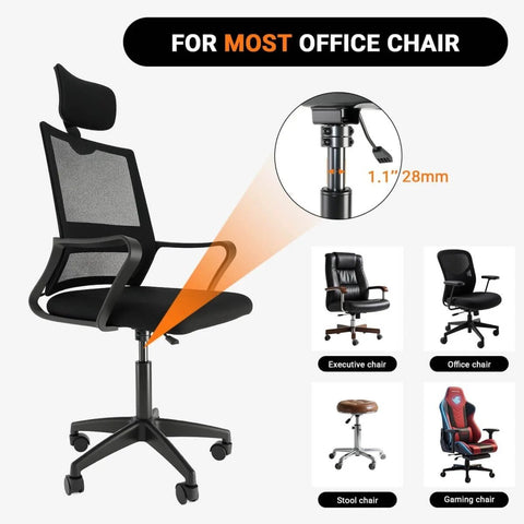 Heavy Duty 28mm Gas Lift Cylinder Removal Kit For Office Chairs, showing compatibility with various chair types.