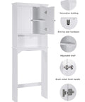 Over The Toilet Storage Cabinet For Bathroom White Beadboard Style Shelf With Anti Tip Anchor features and decorative details