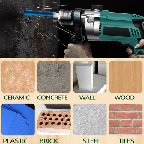 JOERIC 10-piece blue masonry drill bit set with tungsten carbide tips for concrete, brick, ceramic tile, wood