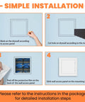 Installation steps for 10X10 Self Adhesive Access Panel Drywall Hole Cover With Dead Simple Install And Paintable Finish.