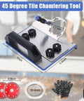 Adjustable 45 Degree Tile Chamfering Tool With Angle Grinder Stand And Attachments Includes 1 Meter Hose Gloves Screwdrivers Two Blades Bracket Set For Pro Grade Tile Cuts And Easy Chamfers Fathers Day Gift