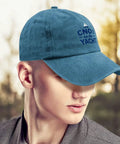 Cyan Blue Unisex Washed Adjustable Baseball Cap Lightweight And Breathable Dope Comfort For Men And Women worn by a model