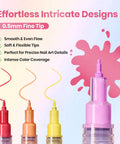 12 Color Nail Art Pens Set With 0.5mm Fine Tip For Precise Lines And Quick Air Drying Acrylic Markers For Nail Art Designs