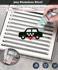 304 Stainless Steel Rock Solid Removable Square Trench Drain Cover With Frame for outdoor drainage use, 1.7 cm thick.