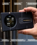 Dual Laser Distance Meter With Two Axis Smart Digital Level And Stud Finder Sennses Pro Portable Measuring Tool For Home Renovations Area And Volume Calculations Metric And Imperial IP54 Dust And Water Resistant App For iOS And Android black aluminum housing with touchscreen