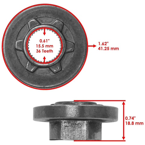 Heavy Duty Universal Transmission Pulley That Totally Replaces Drive Pully For Lawn Tractors And Mowers Fits Models Like 756-04002 Plus 956-04002, 1.62 inch size, 36 teeth design.