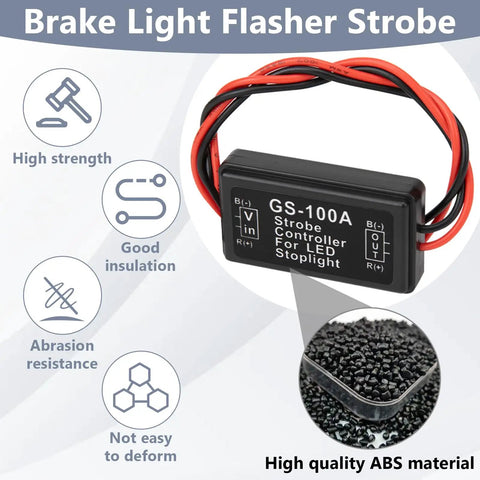 GS100A 4 Pack Brake Light Flasher Strobe Module for Cars Motorcycles and Trucks 12V to 24V ABS Material Display