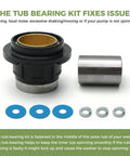 Heavy Duty Washer Tub Bearing Repair Kit For Whirlpool Maytag with aluminum alloy, steel components and blue washers.