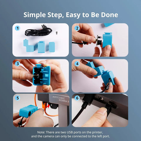 Installation steps for Kobra 3D Printer Camera For Real Time Remote Video Monitoring And Ultra Clear Live View.