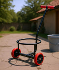 Beefy Heavy Duty Hand Truck And Bucket Cart With Metal Frame And Padded Handle For Easy Rolling And Stable Support At Home And In The Workshop Carbon Steel Trolley Two Wheel Mobility, black steel bucket cart with red wheels outdoors