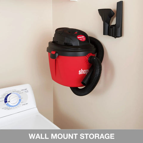 2.5 Gallon 2.5 Peak HP Wet Dry Vacuum Portable Compact Shop Vacuum With Collapsible Handle Wall Bracket And Versatile Attachments For Home Garage And Jobsite