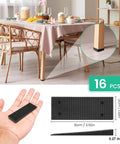 Plastic Leveling Wedges Set Of Sixteen 3.15 Inch Shims For Furniture And Appliances DIY Door And Table Levelers Easy Snap In Design Durable PP Plastic Rot Resistant Built For Easy Home Upgrades shown leveling a table.