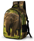 Elephant Printed Unisex Backpack With Large Capacity, Durable Polyester All Day Everyday Carry Bag with elephant design on front