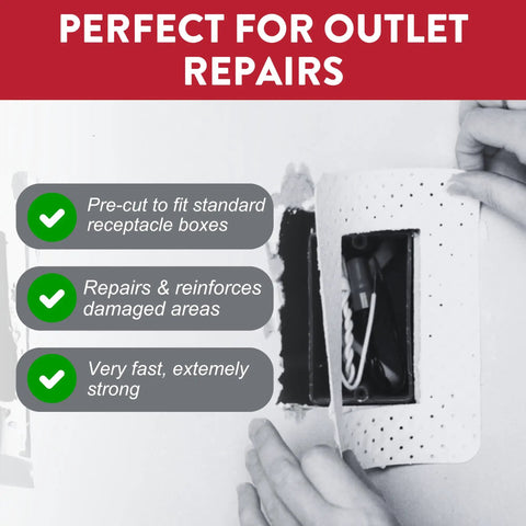 Drywall Patch Kit For Electrical Outlets And Receptacles Pre Cut No Fuss Fix For Mis Cuts And Damage Around Receptacles
