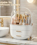 Premium Acrylic Makeup Organizer With Drawers For Vanity Skincare Storage Game Changer Hits Different Chic Cosmetic Sorter Box in bathroom.