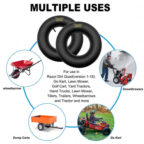 Two Pack Inner Tubes For 480 400 8 Wheels With TR13 Straight Valve Stem Tough As Nails Replacement for wheelbarrows, carts, mowers.