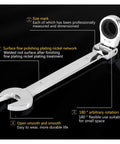 Close-up of a single wrench from the Ratchet Spanner Set 5 7 12 Piece Kit For Car Repair, featuring a rust resistant finish and easy grip design.