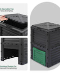 80 Gallon Outdoor Compost Bin Tumbler For Garden Patio And Yard, shown with open top and bottomless design, made of BPA-free polypropylene.