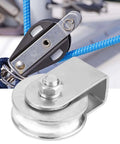 Heavy Duty Snatch Block Pulley Wheel For Wire Rope Lifting 0.3 Ton Capacity Single Rigging Block With Swivel Hoist For Lifting Plants Tools And Small Furniture To Elevated Spots, steel wheel with blue rope