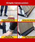 Installation steps for Real Deal Asphalt Roof Repair Tape, All Weather Waterproof Sealant Roll, applying to a surface.
