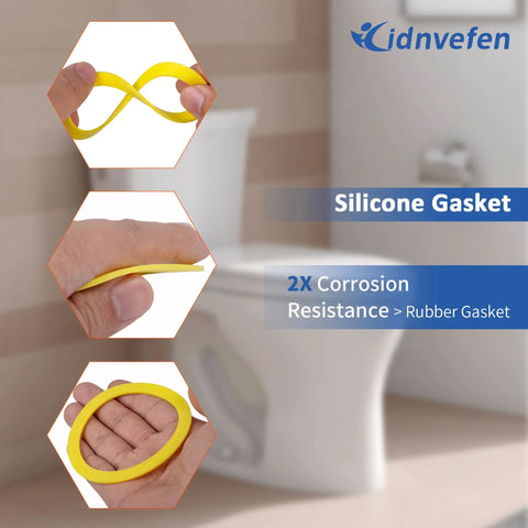 2Pcs Canister Flush Valve Seal Set For Toilet Tank GP1059291 Silicone Gasket Replacement Ring yellow silicone seal close-up