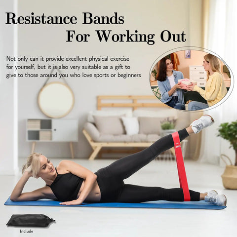 Woman using red band from Multicolor Resistance Bands Set With Five Levels For Home Gym And Outdoor Workouts Non Slip Latex Exercise Bands