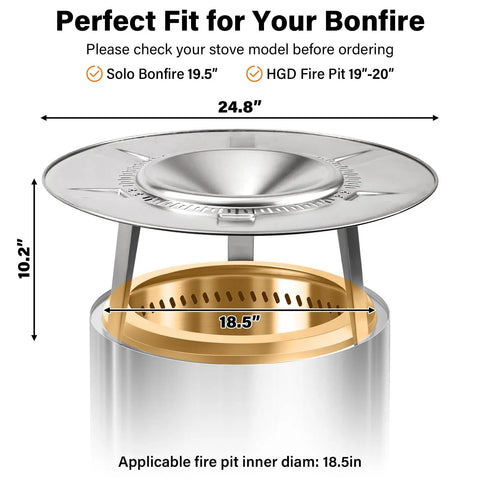 Heat Deflector For Fire Pits And Bonfires, 304 Stainless Steel Heat Diffuser Captures And Redirects Warmth, fits 19.5-20 inch pits