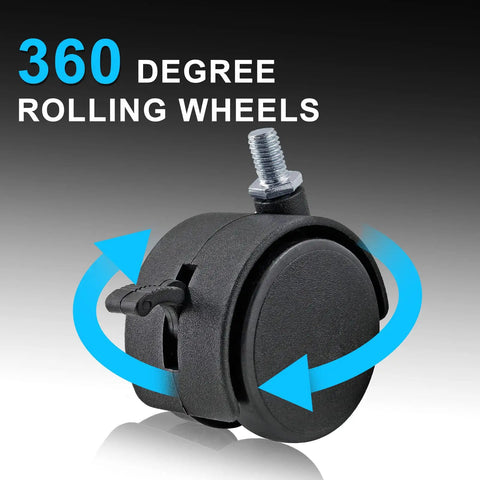 Top Grade 2 Inch Swivel Caster Wheels With Secure Lock Brakes Heavy Duty Plastic Rollers 360-degree angle view with lock lever.