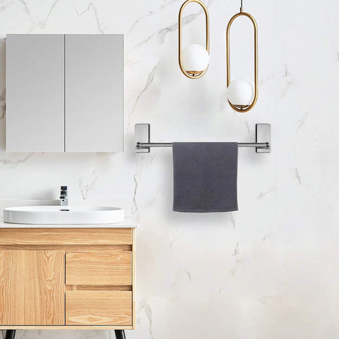 Bathroom with No Drill Adhesive Towel Bar For Bathroom 24 Inch Stainless Steel Brushed Nickel Stick On Wall Mount Towel Rack