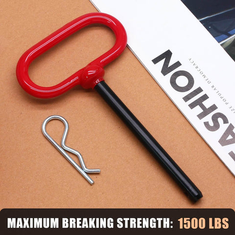 Two Pack Three Eighths Inch By Four Inch Trailer Hitch Pin With Rubber Coated Handle, Solid Steel Construction
