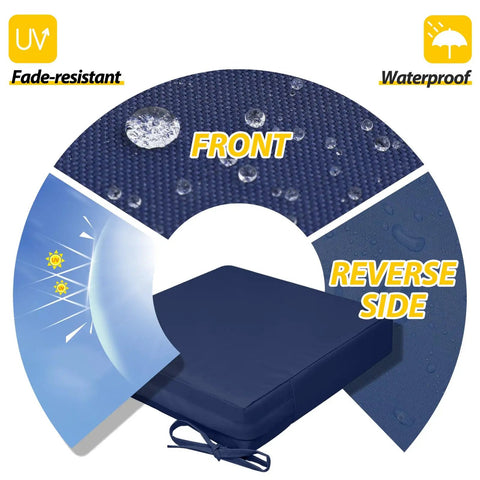 Outdoor Chair Seat Cushions Set Of 2 Waterproof And Fade Resistant 20 By 20 By 3 Inches Navy Blue Patio Furniture Replacement Cushions