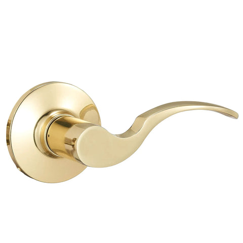 Door Lever Passage In Polished Brass With No Fuss Easy Install And Reversible Design, Fits Doors 1 3/8 To 1 3/4 Inches Thick