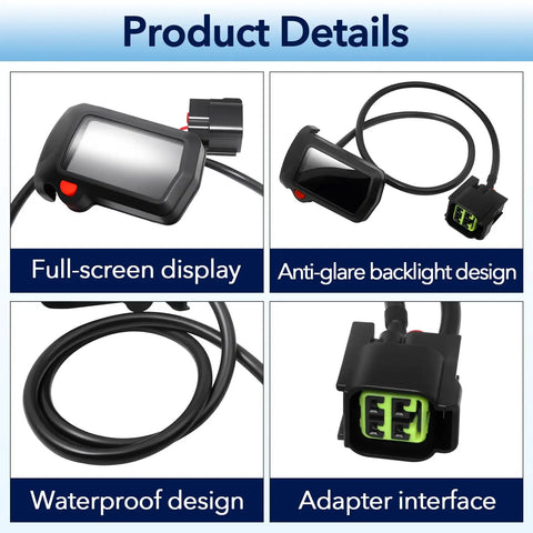 Digital Speedometer Display For Light Bee XS Electric Bike Real Time Speed Readout And Hour Meter with full-screen and backlight, waterproof, and adapter interface.